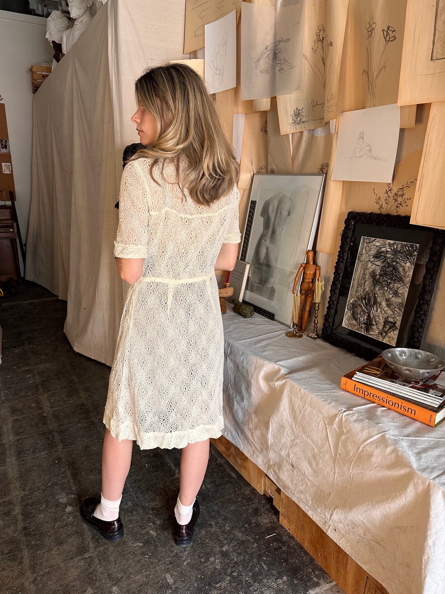 1940s lace side zip dress