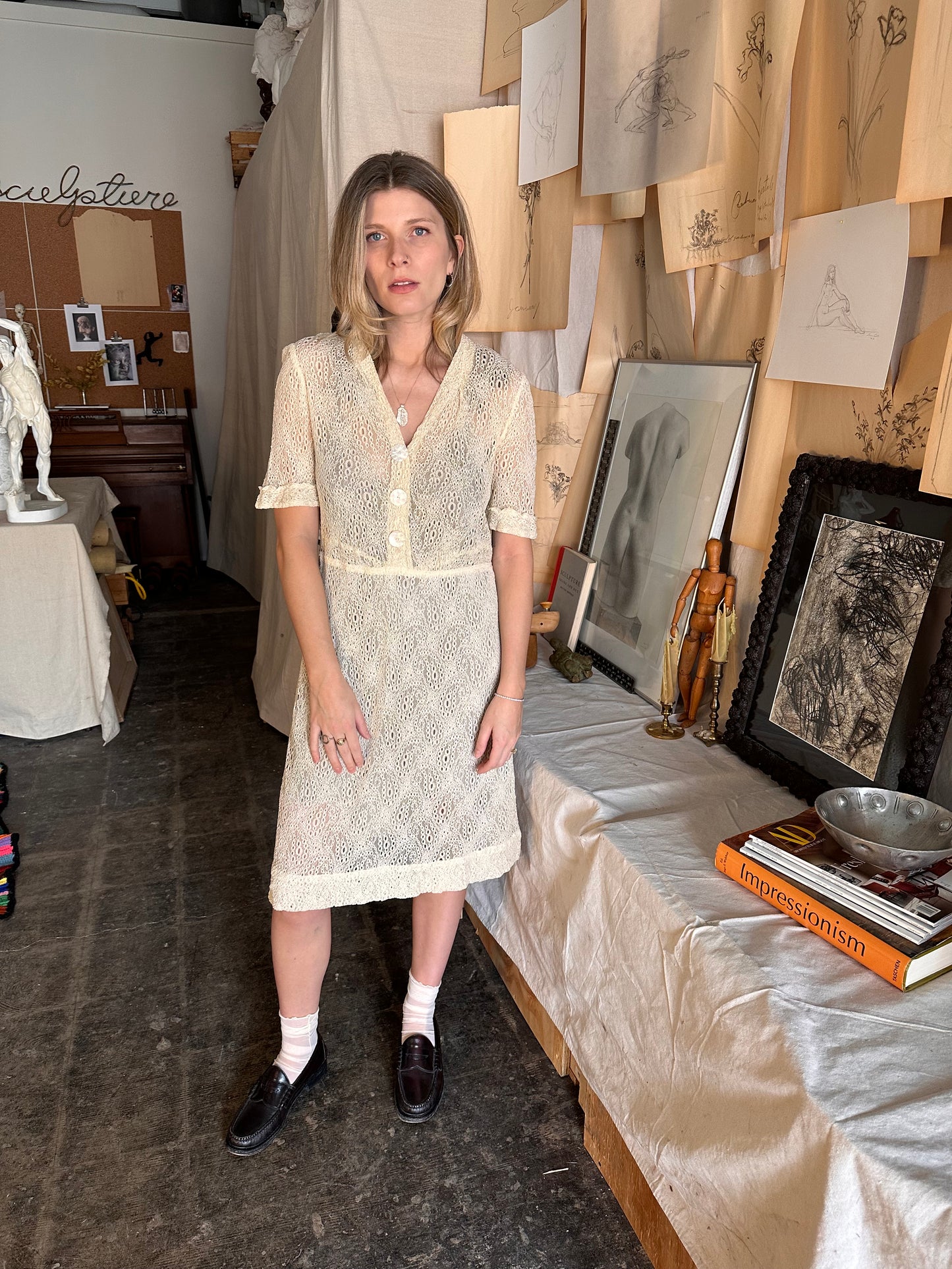 1940s lace side zip dress