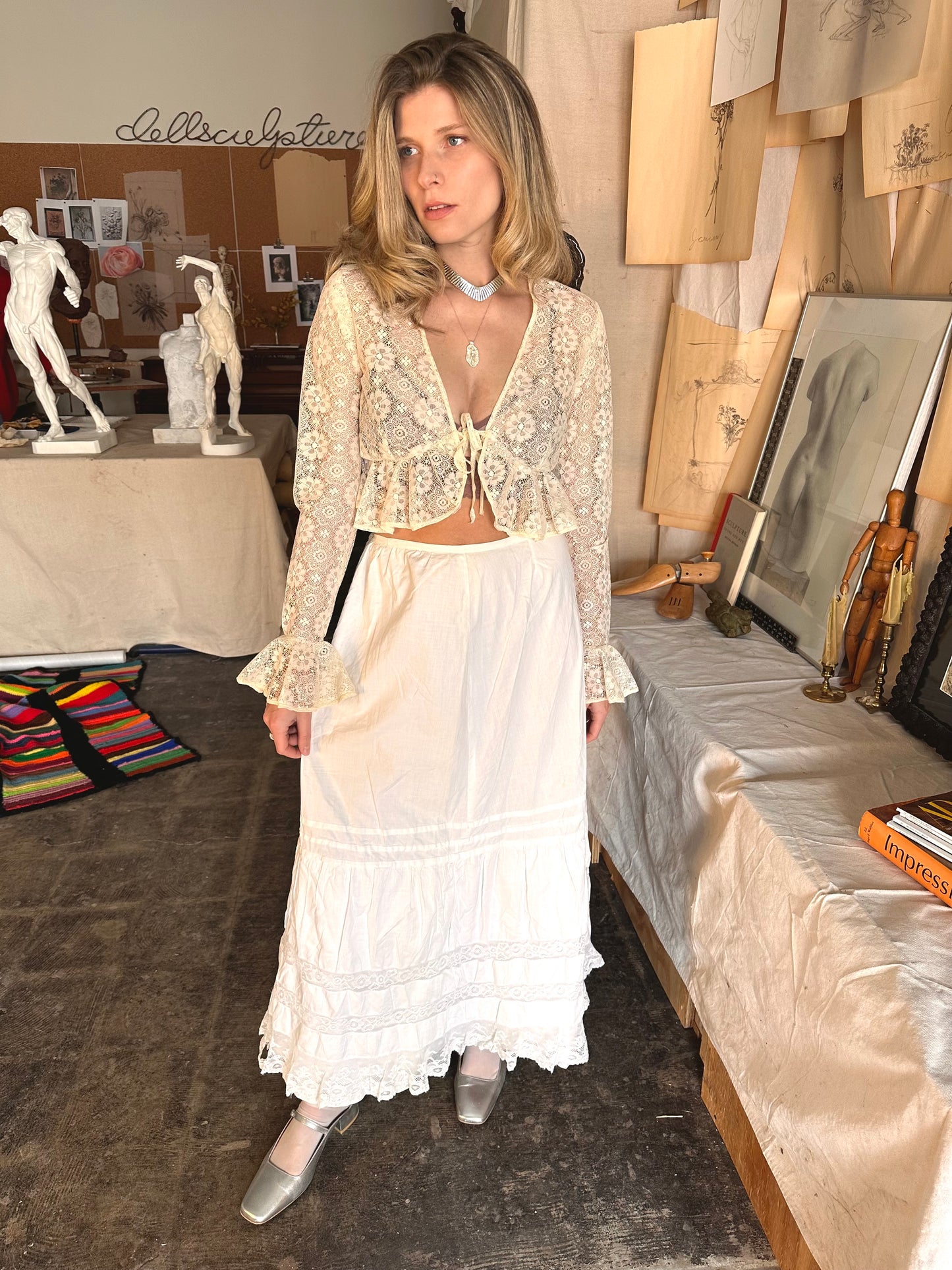 1960s lace tie top