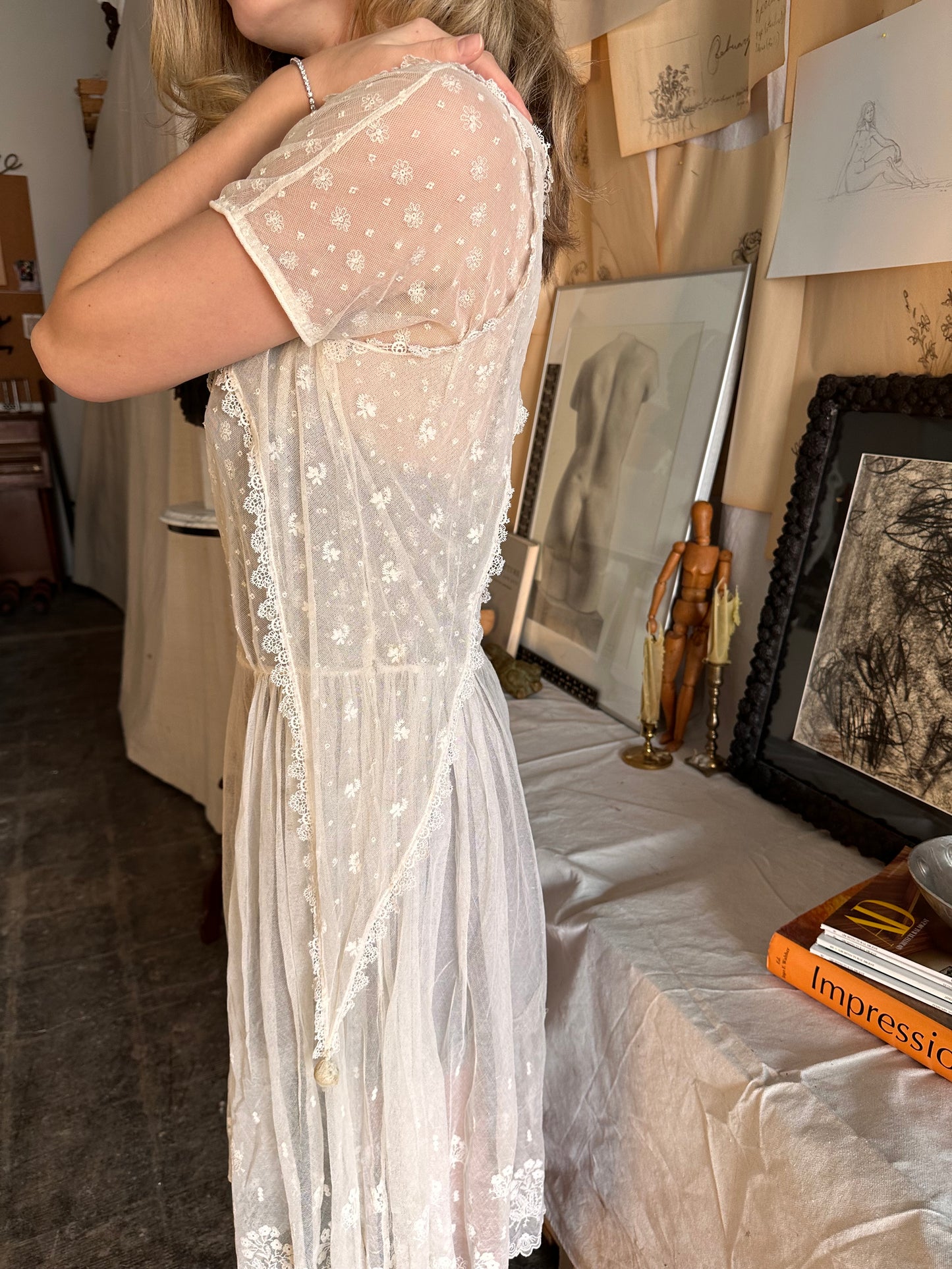 Incredible 1920s lace lawn dress