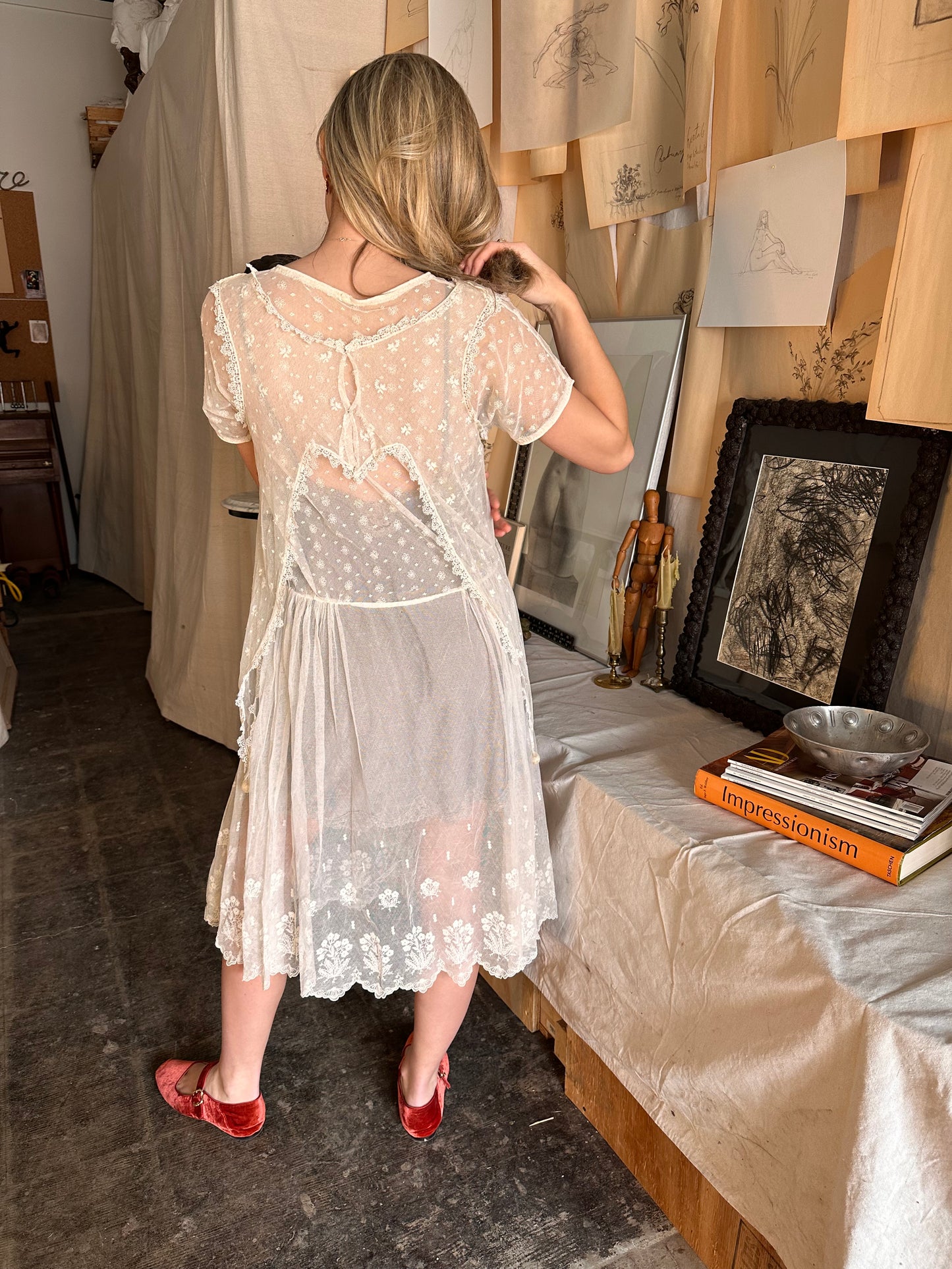 Incredible 1920s lace lawn dress