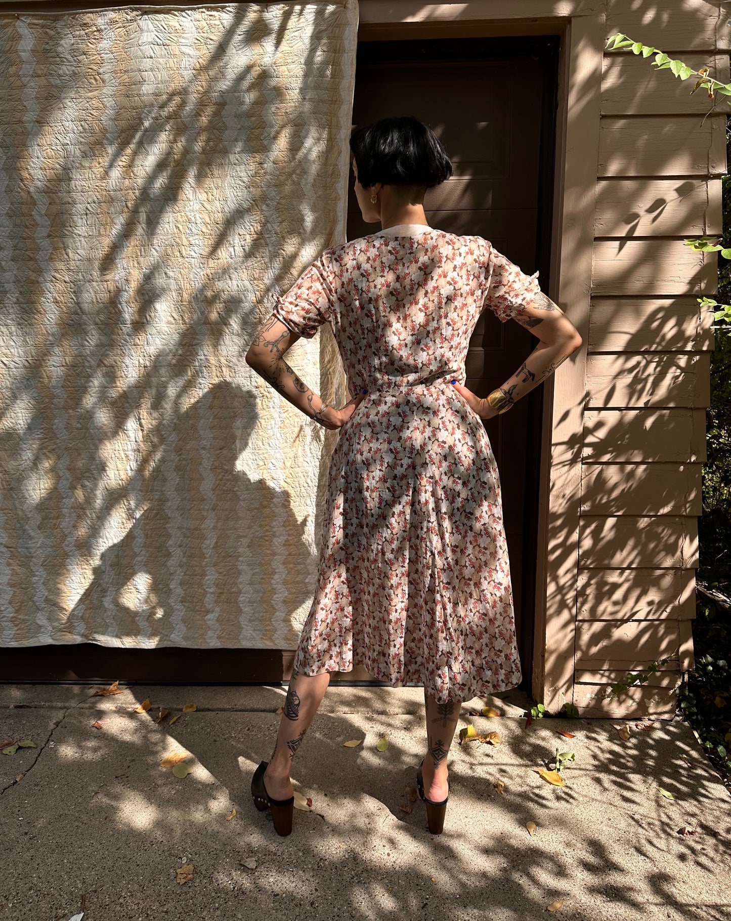 Vintage 1950s Sheer Floral Dress