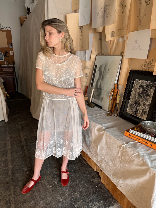 Incredible 1920s lace lawn dress