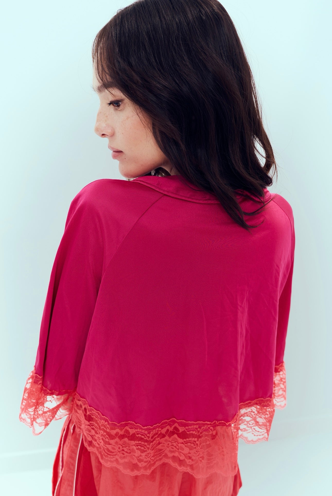 1960s overdyed pink bed jacket
