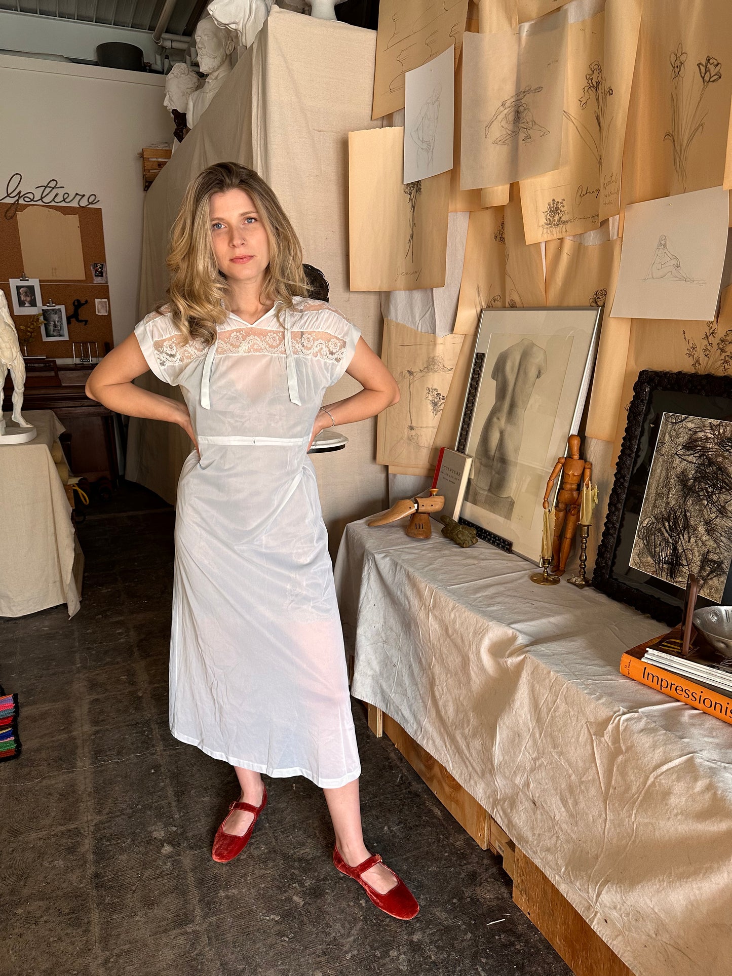 1930s sheer baby blue dress