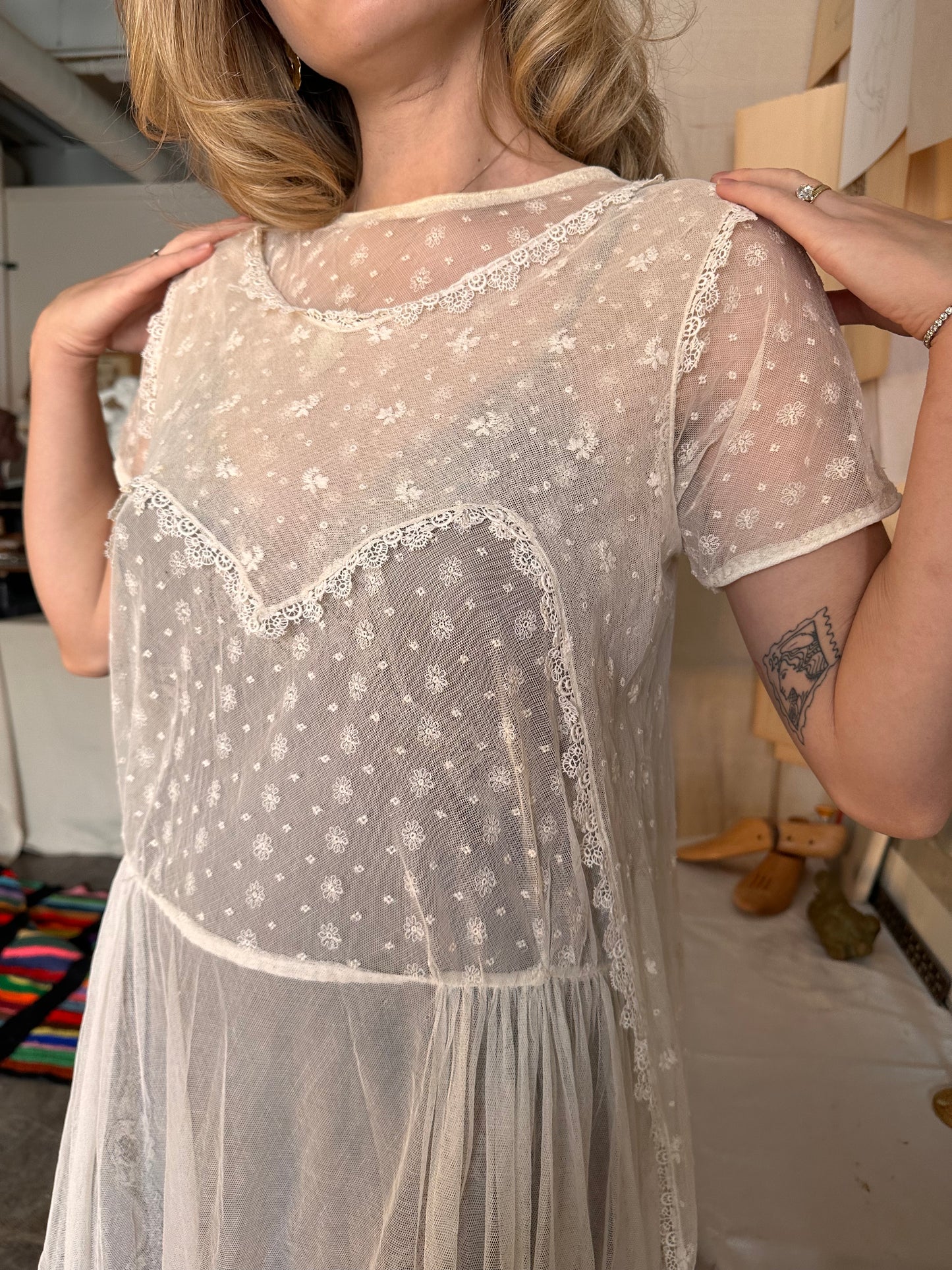 Incredible 1920s lace lawn dress