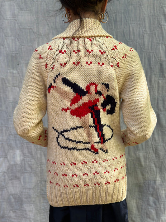 Vintage 1960s Skating Cowichan Cardigan