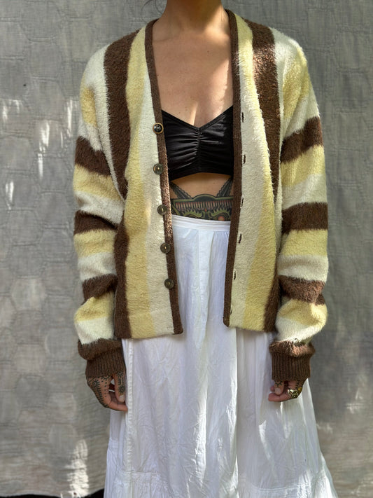 Vintage 1960s Striped Mohair Cardigan